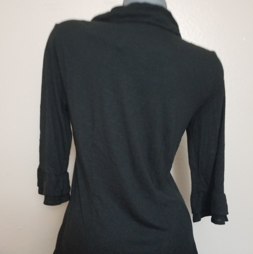 👄👄ANN TAYLOR LOFT RUFFLES 3/4 SLEEVE BLOUSE - Picture 2 of 7